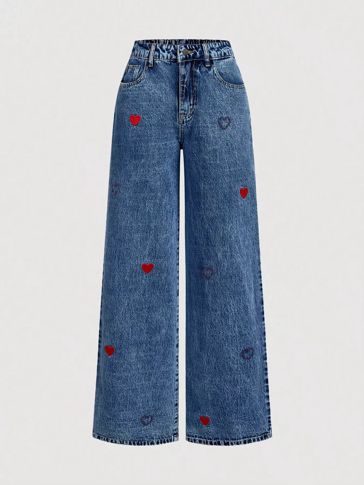 Vida broderade jeans med hjärtmotiv