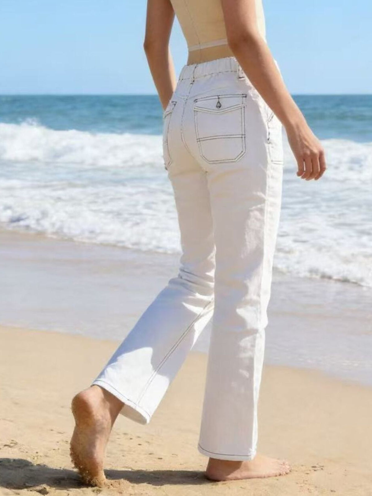 Vida jeans med kontrastsöm – bild 4