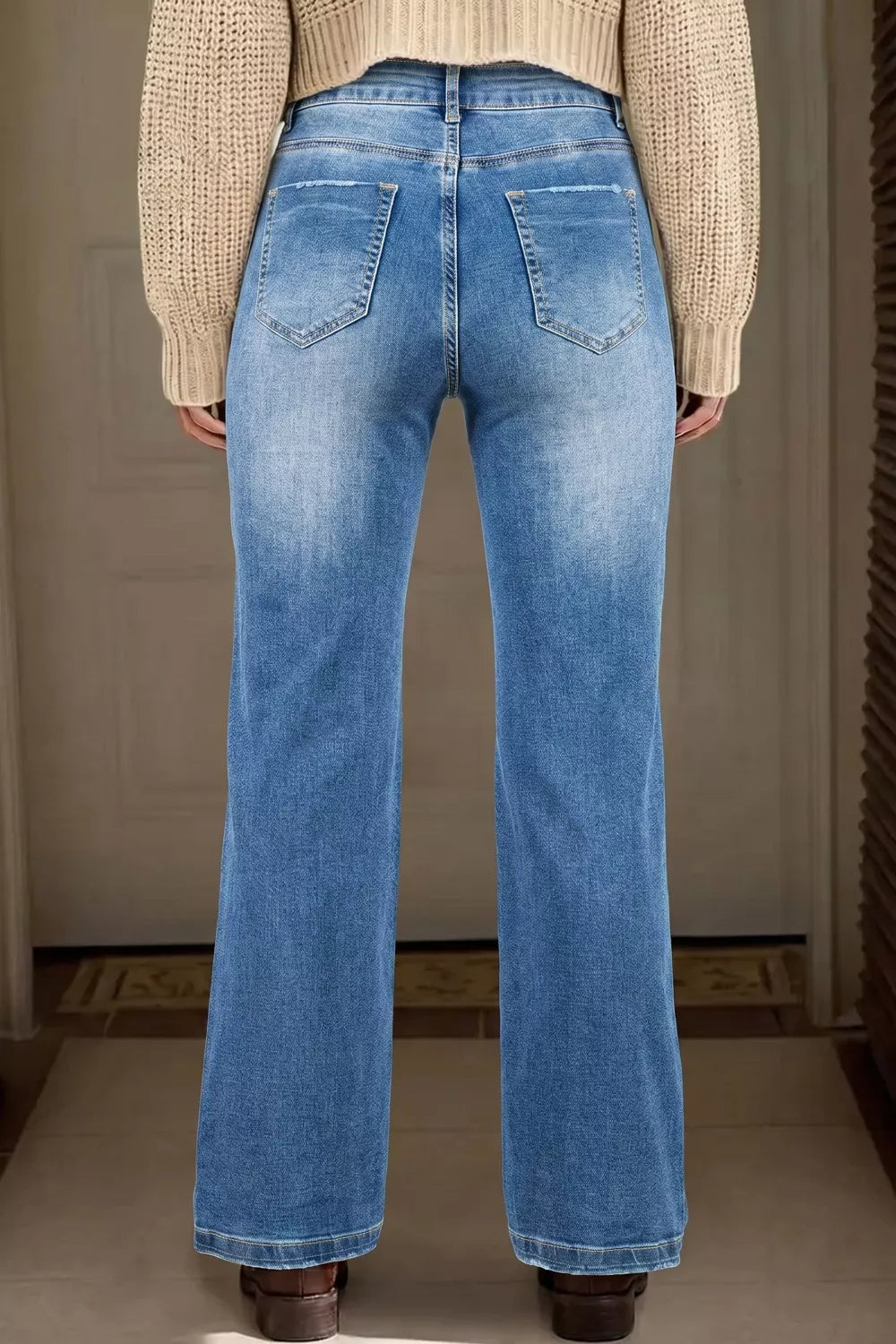 Raka acidtvättade jeans med fickor – bild 3