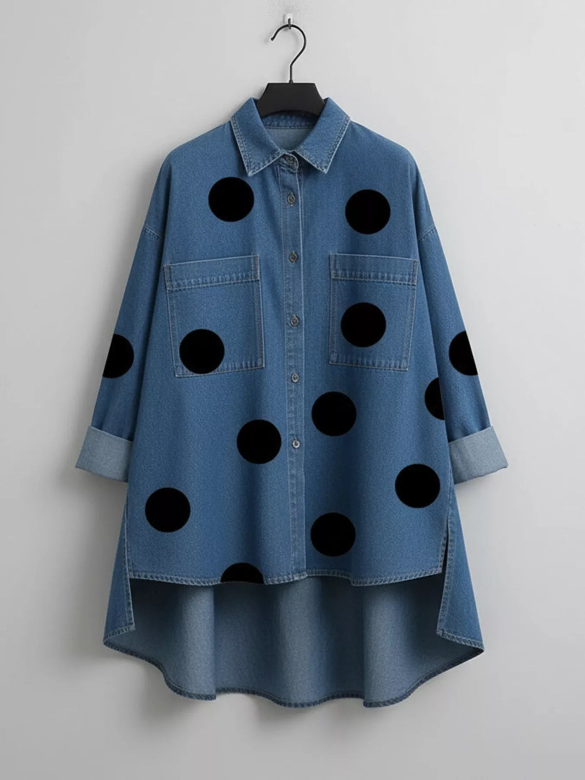 Prickig skjorta i denim – bild 3