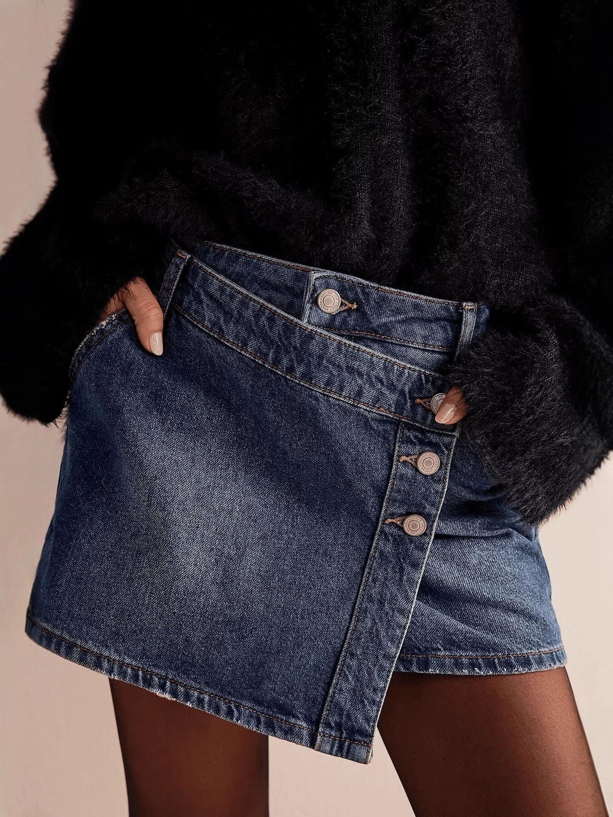 Asymmetrisk kjol i denim – bild 14