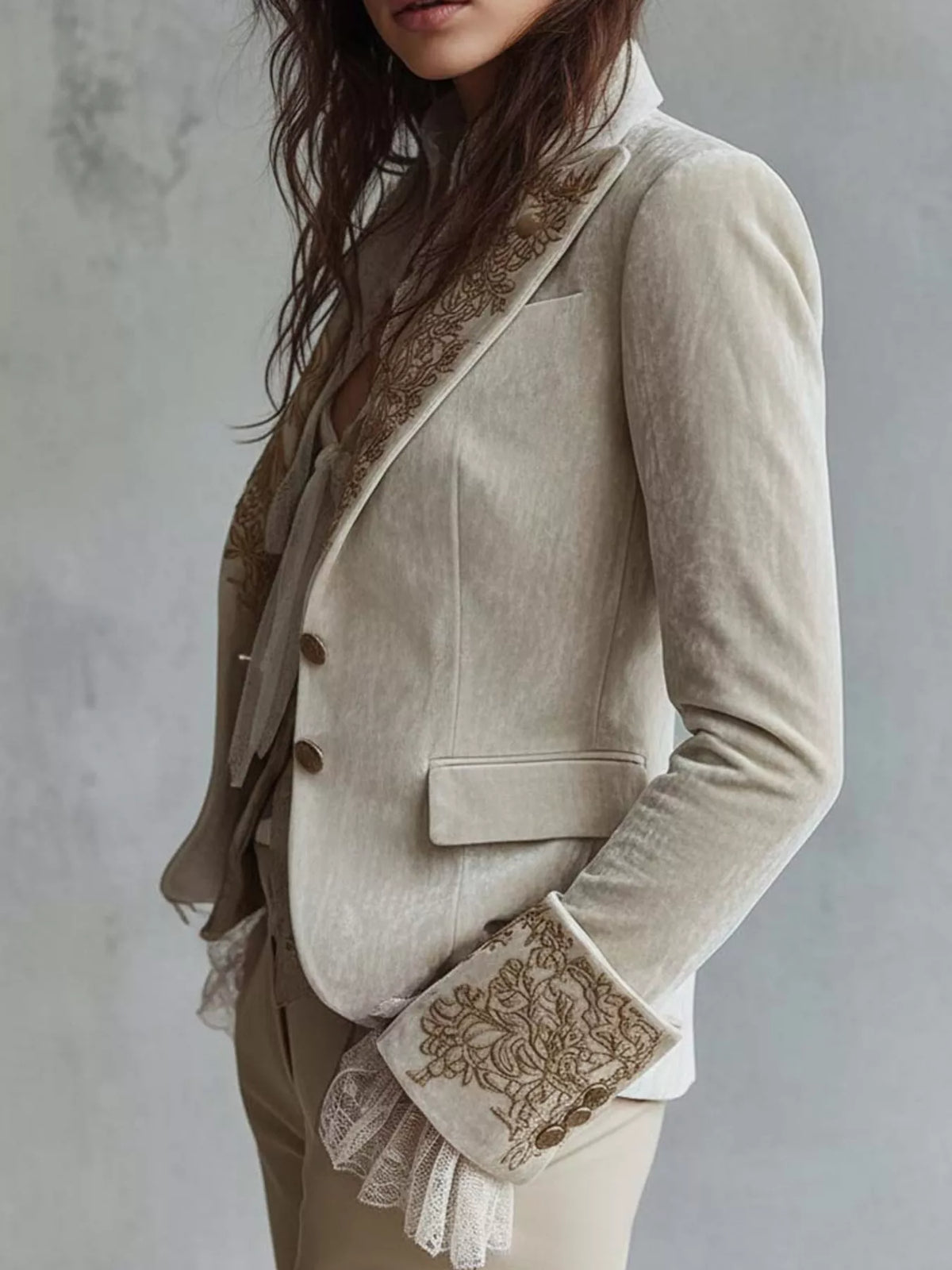 Långärmad blazer i sammet – bild 4