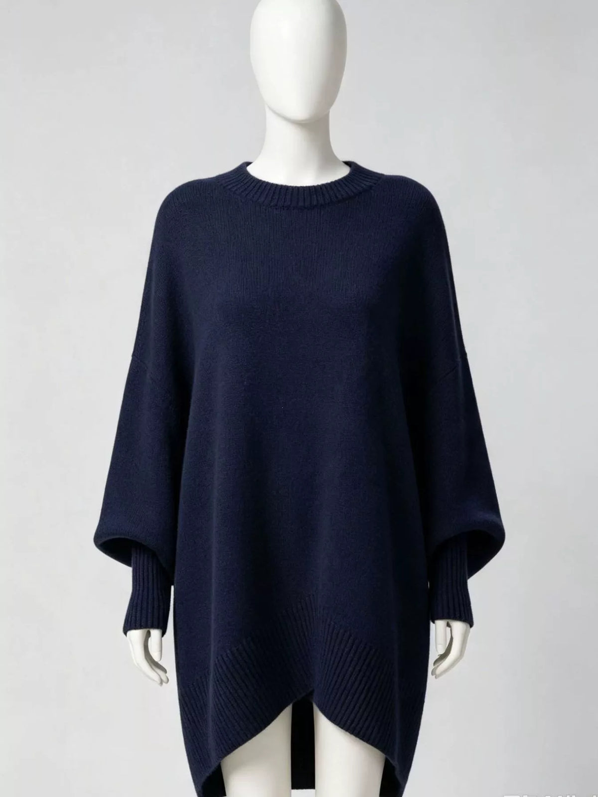 Ribbad oversize tröja med fladdermusärm – bild 12