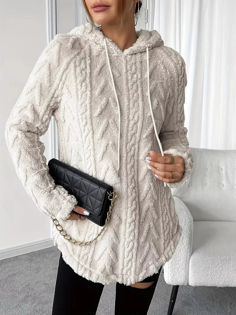 Strukturerad hoodie i fleece