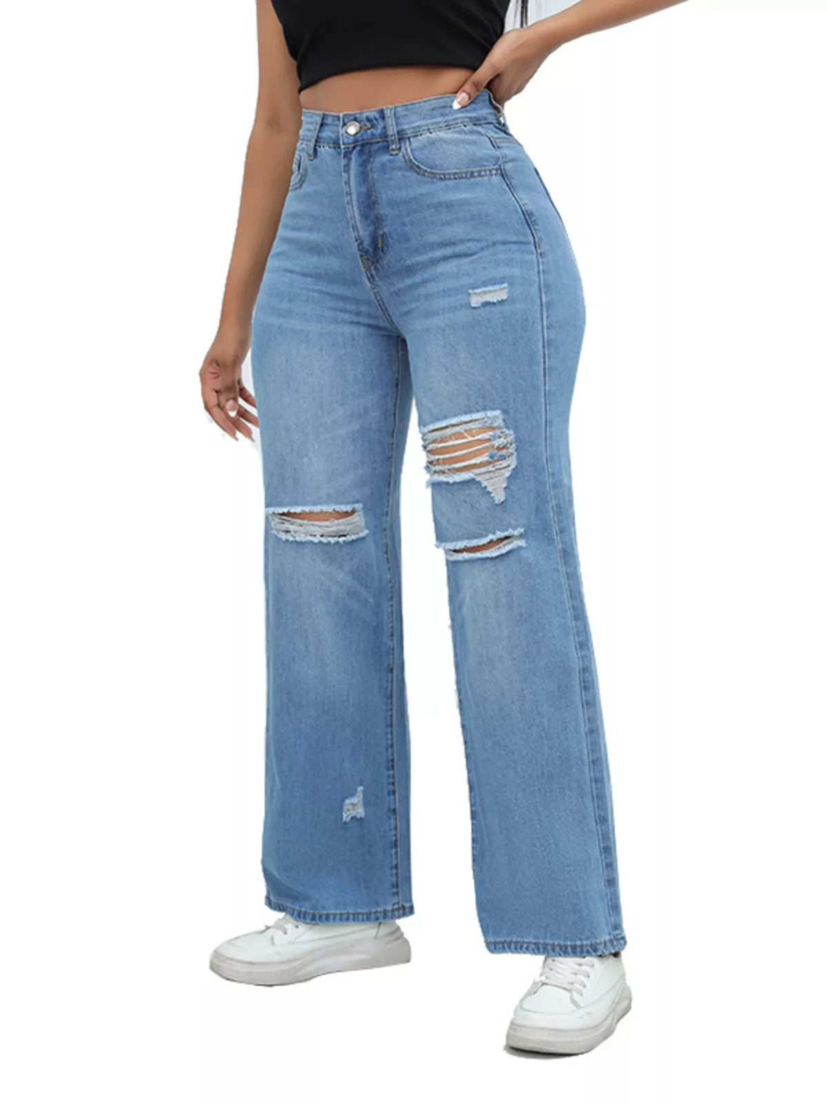 Vida jeans med slitningar och fickor – bild 16