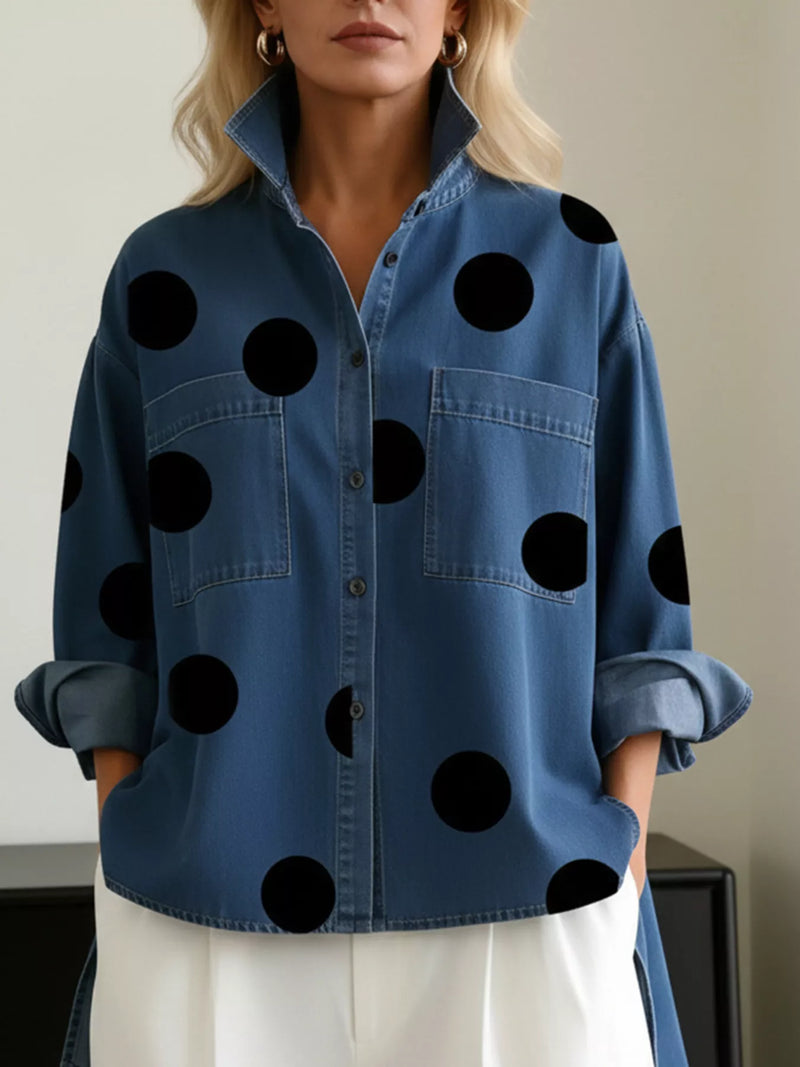Prickig skjorta i denim