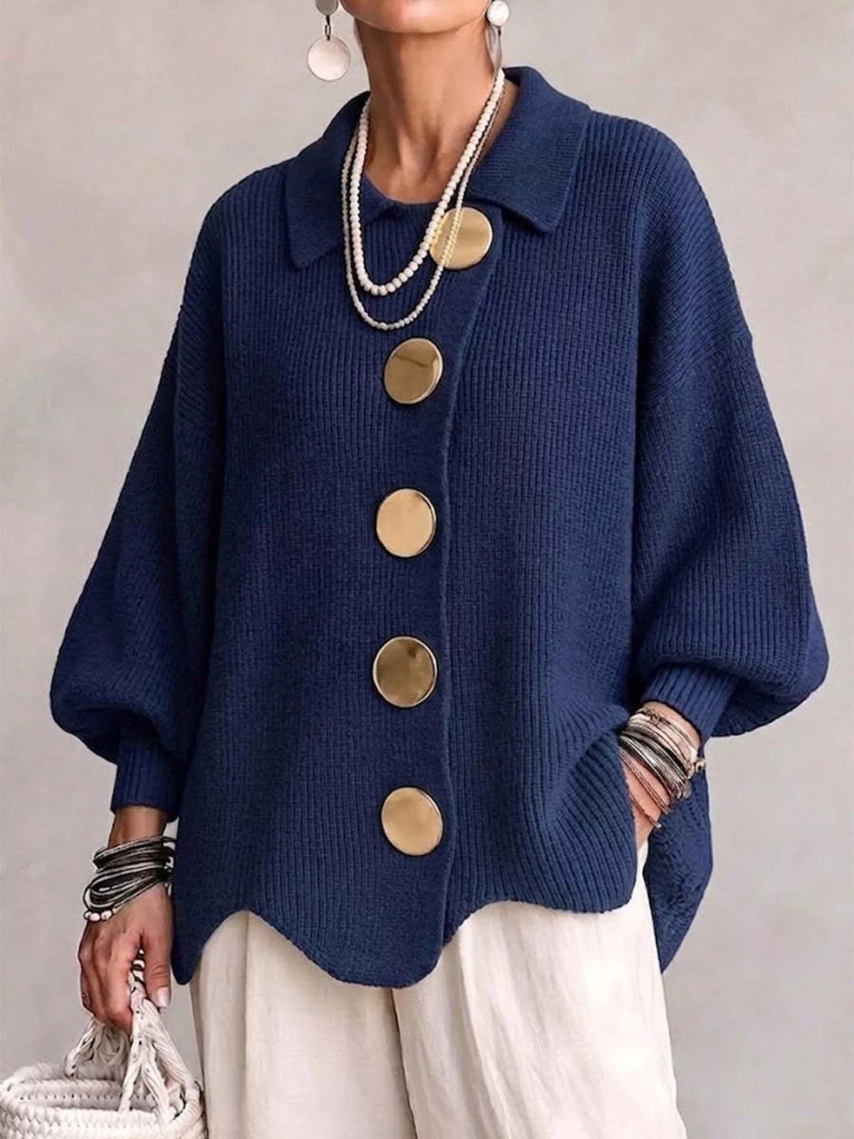 Cardigan med ballongärm och knappstängning – bild 7