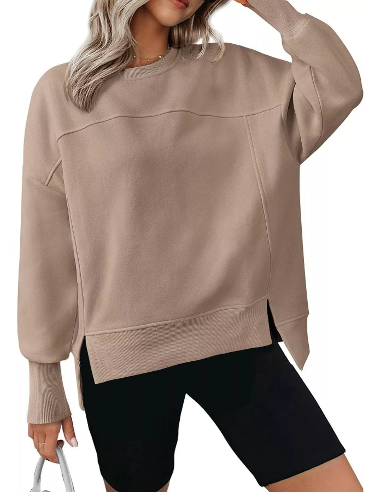 Oversize sweatshirt med rund halsringning – bild 21