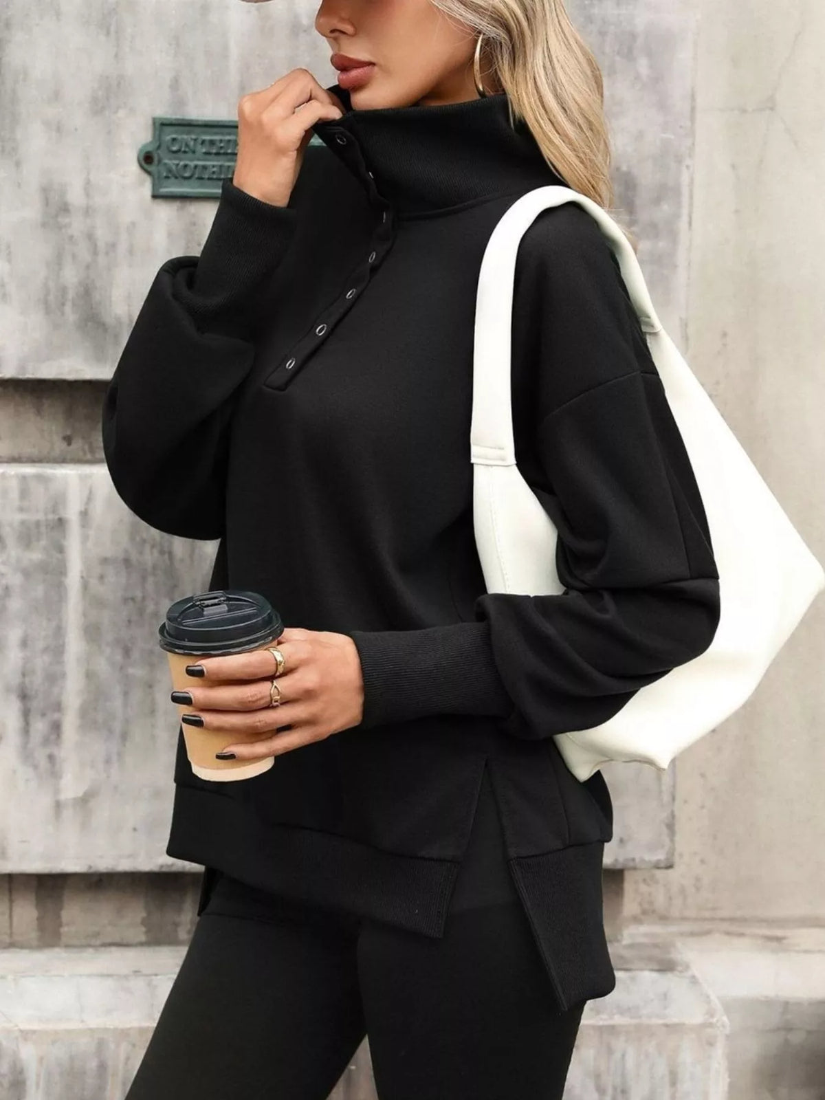 Sweatshirt med tryckknappar och knappstängning – bild 21