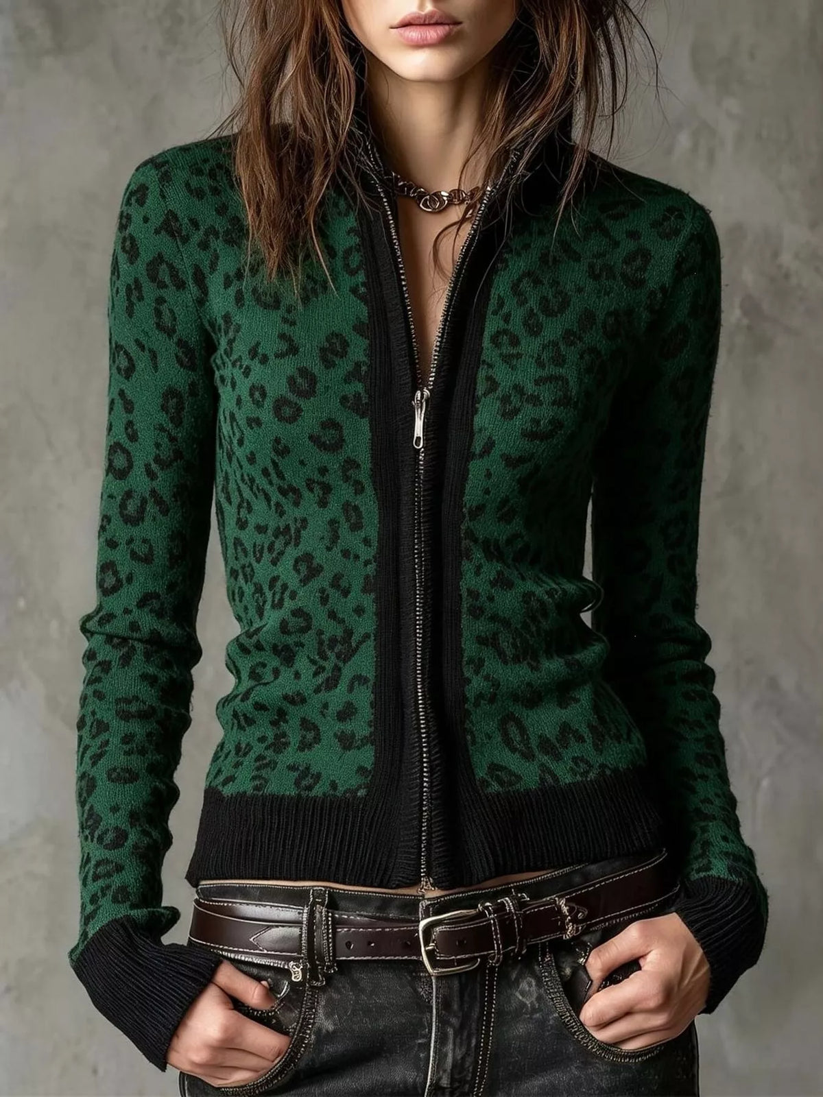 Leopardmönstrad cardigan – bild 3