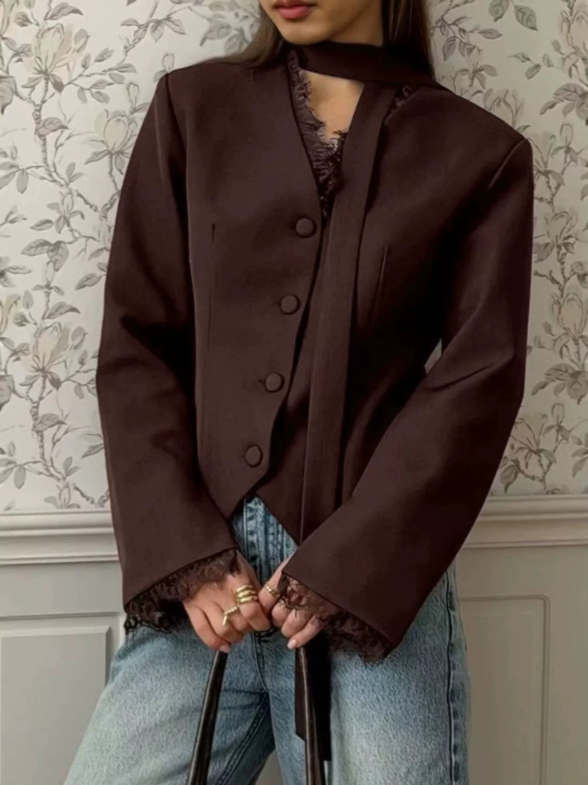 Transparent blazer med knappstängning – bild 7