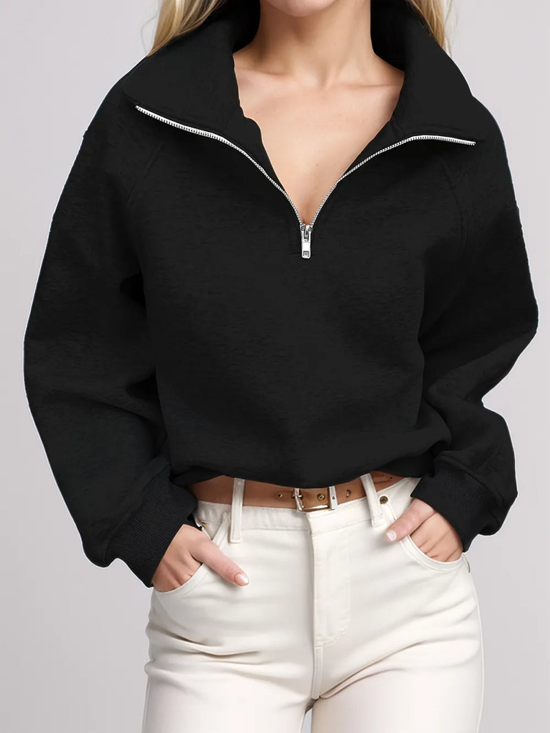Långärmad sweatshirt med halv dragkedja