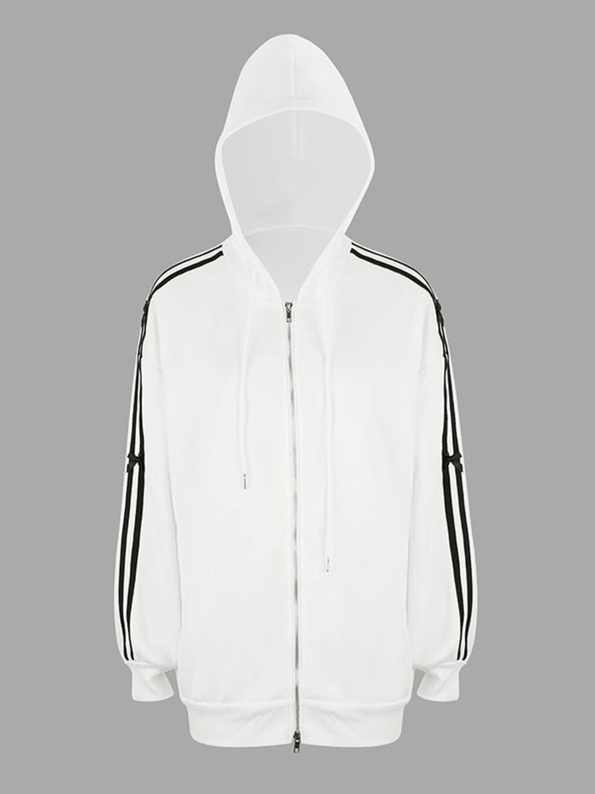Randig hoodie med dragsko – bild 7
