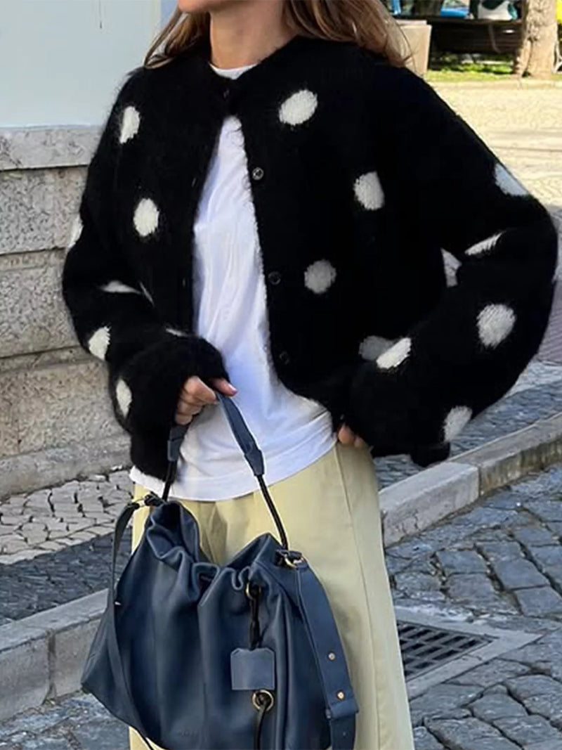 Prickig cardigan med mjuk lugg