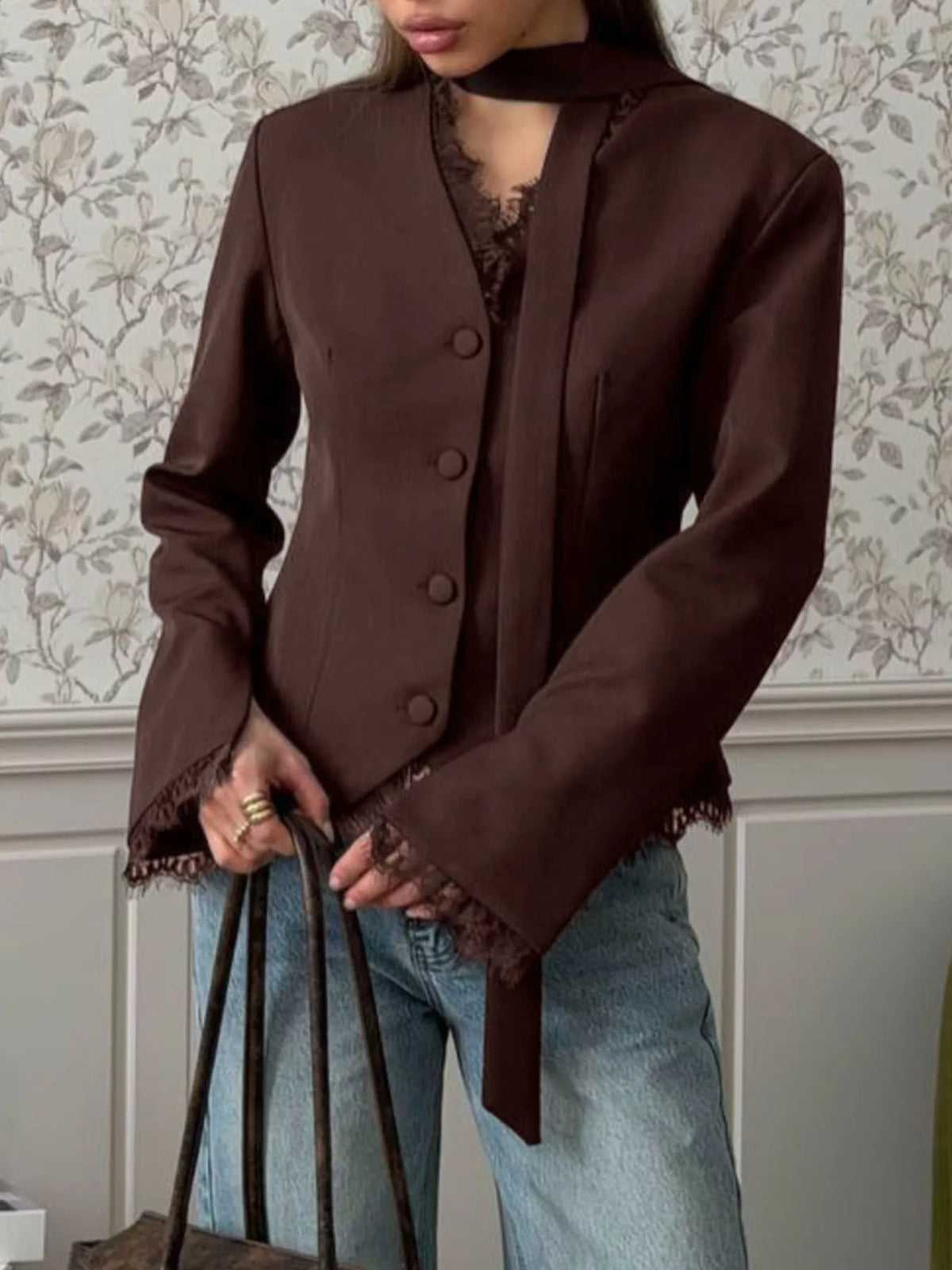 Transparent blazer med knappstängning – bild 8