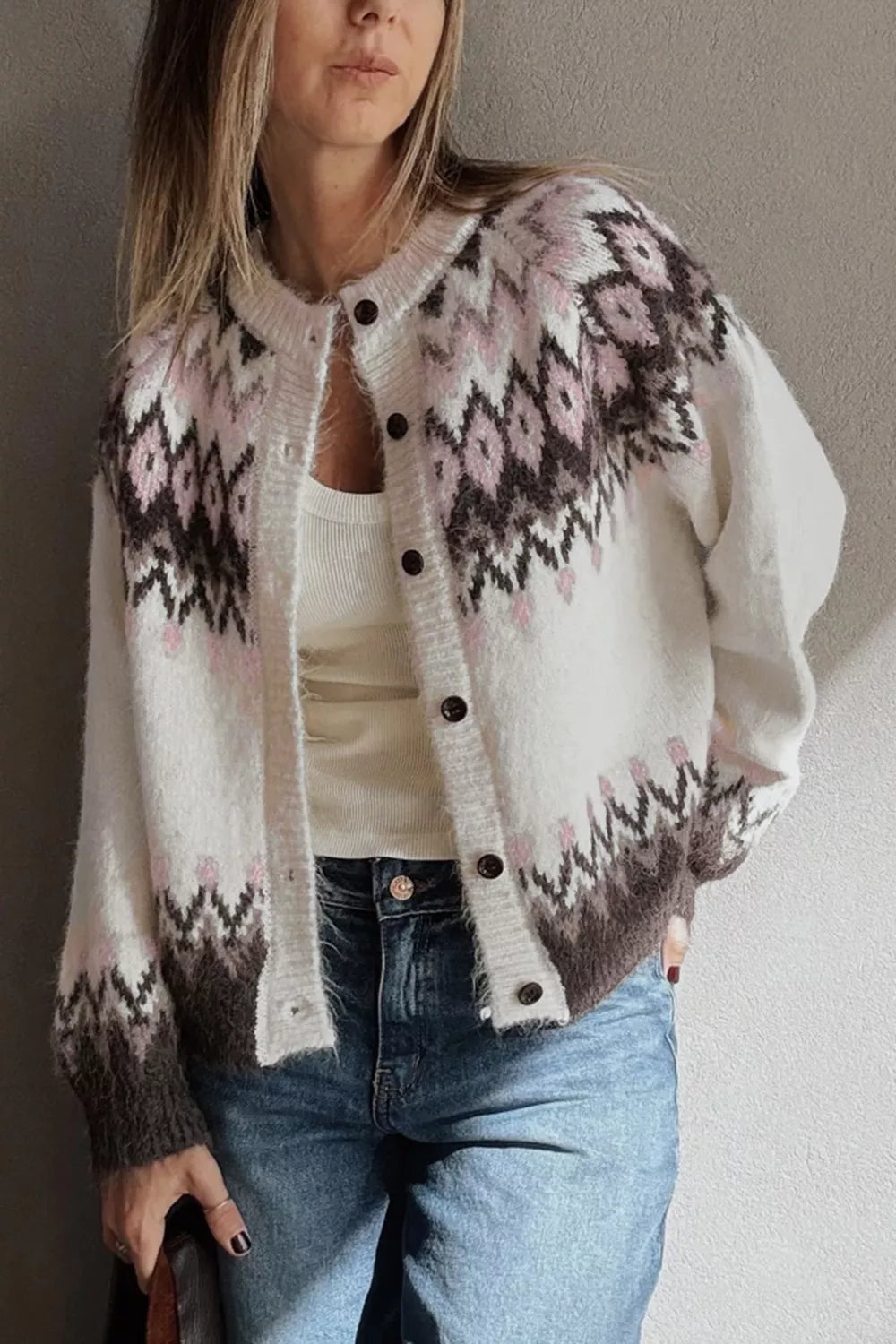 Geometriskt mönstrad cardigan – bild 2