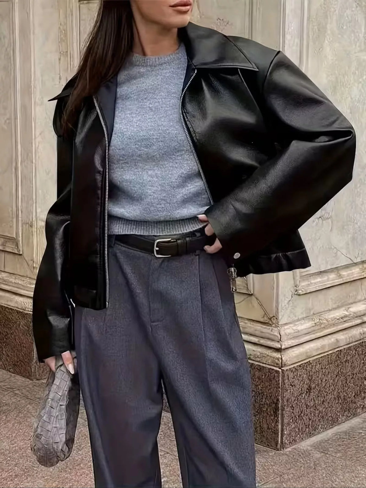 Oversize jacka i skinnimitation – bild 2