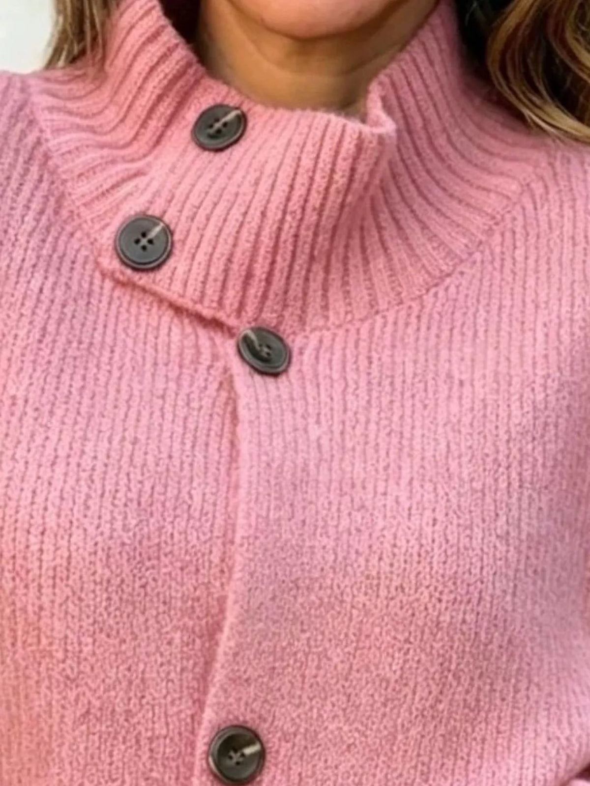 Ribbad cardigan med hög halsringning – bild 2