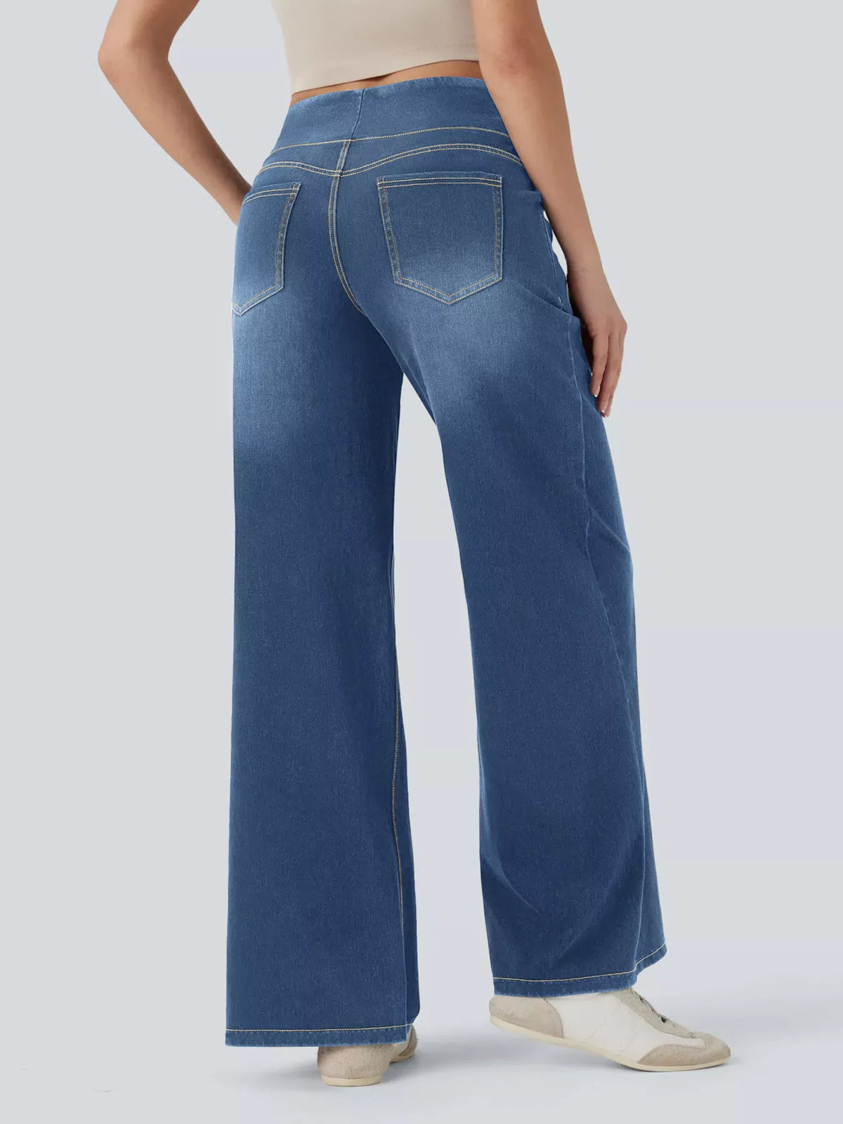 Jeans med pull on-modell och hög midja – bild 5