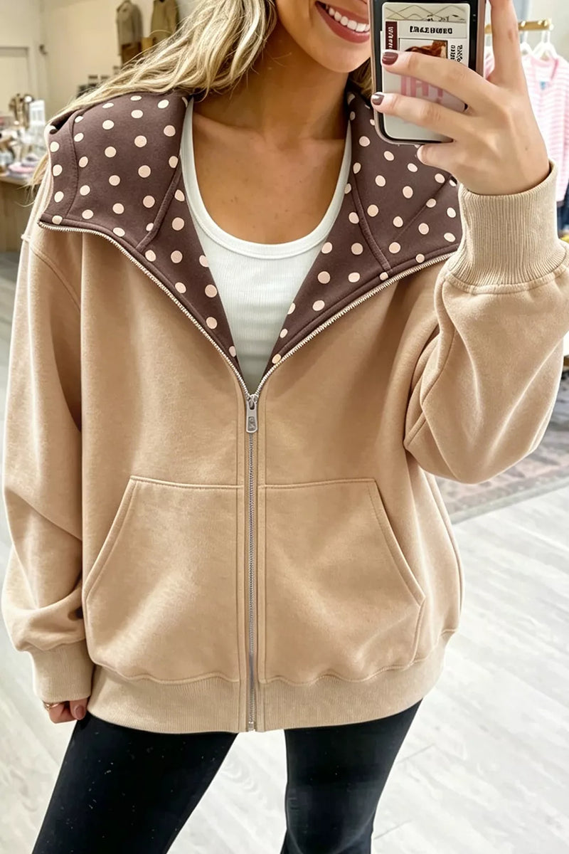 Prickig hoodie med dragkedja