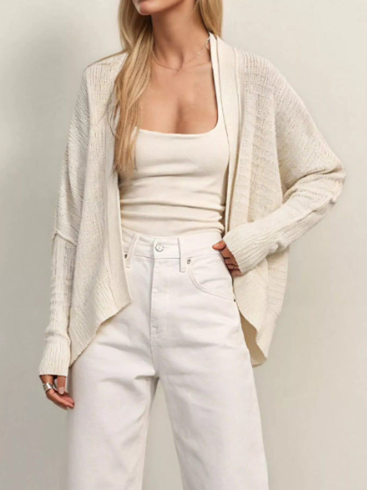 Våffelstickad cardigan – bild 10