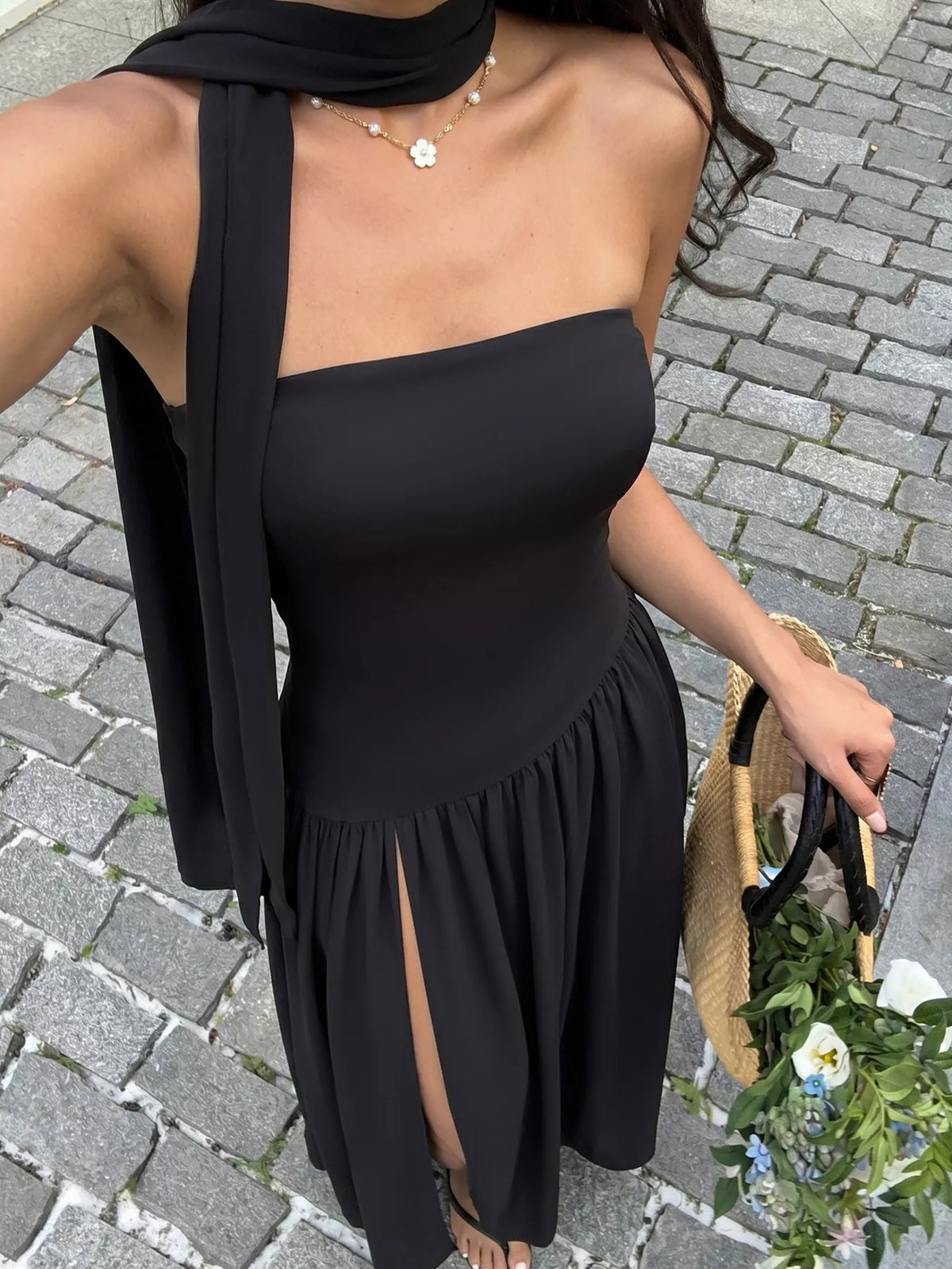Tubmodell maxiklänning med sjal – bild 2