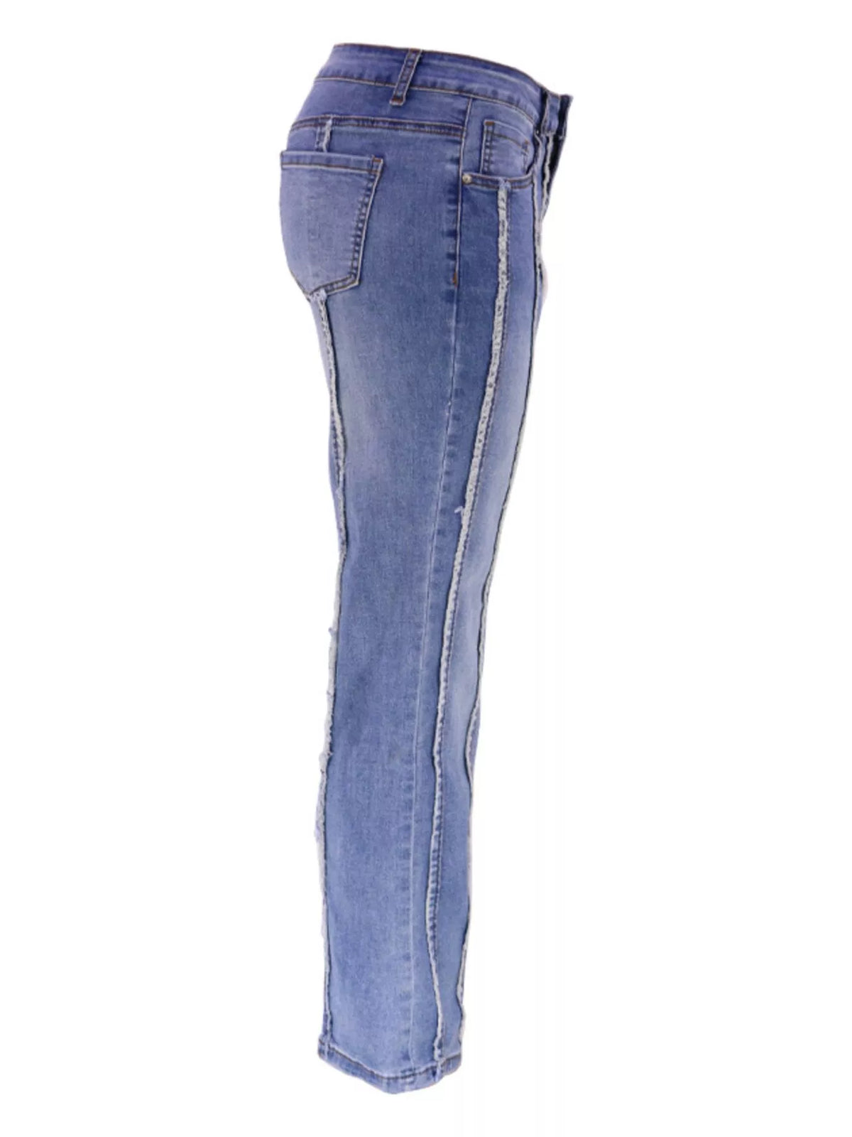 Randiga jeans med låg midja – bild 7