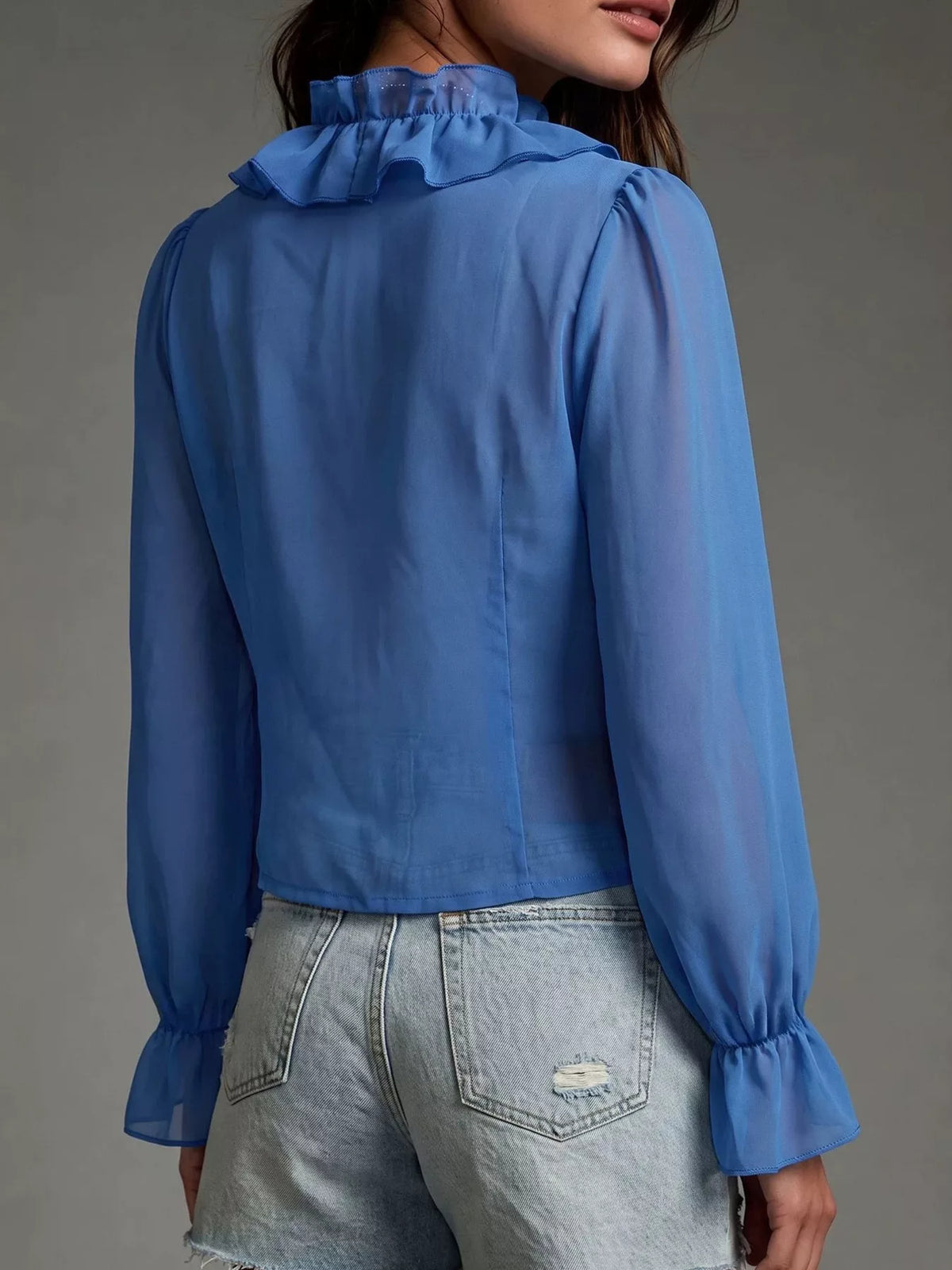 Transparent blus i chiffong – bild 3