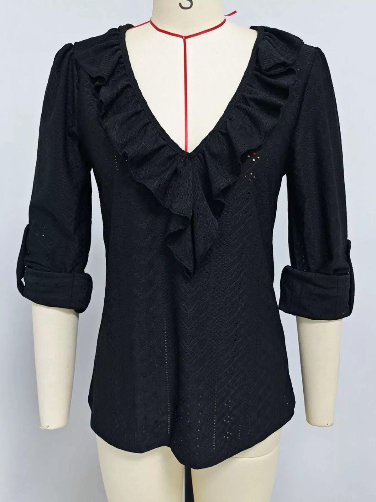 V-ringad blus i broderi anglaise – bild 15