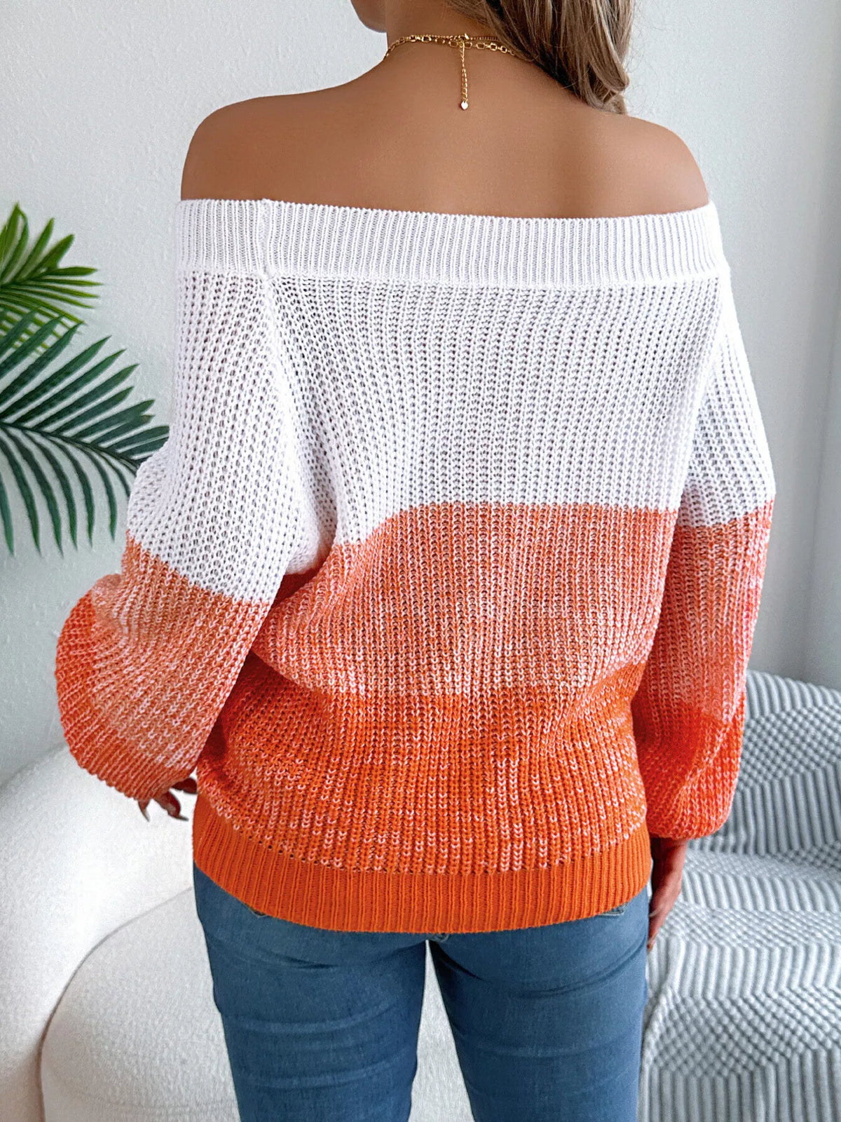 Offshoulder tröja med färgblock – bild 5