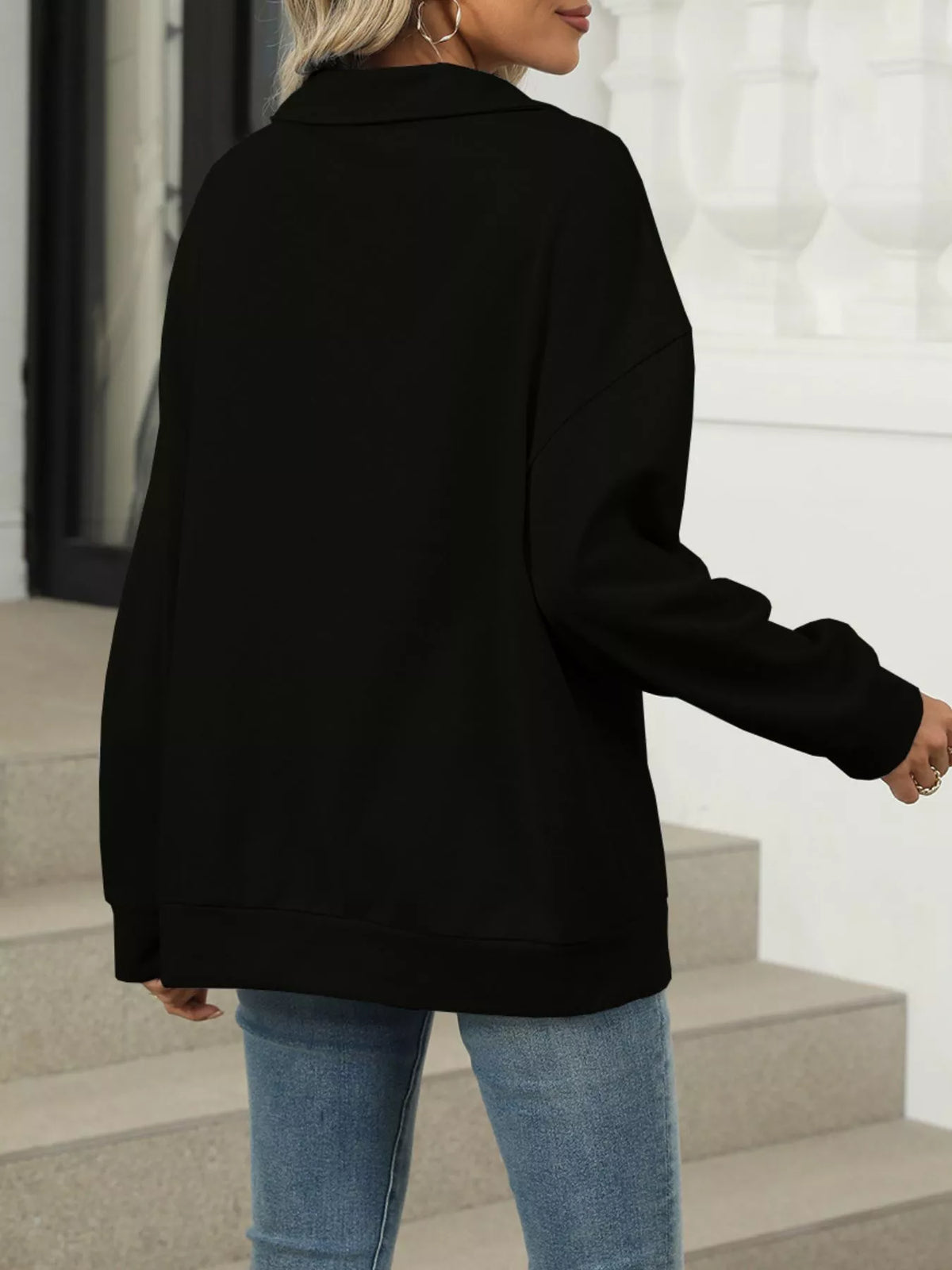 Oversize sweatshirt med johnny-krage – bild 20