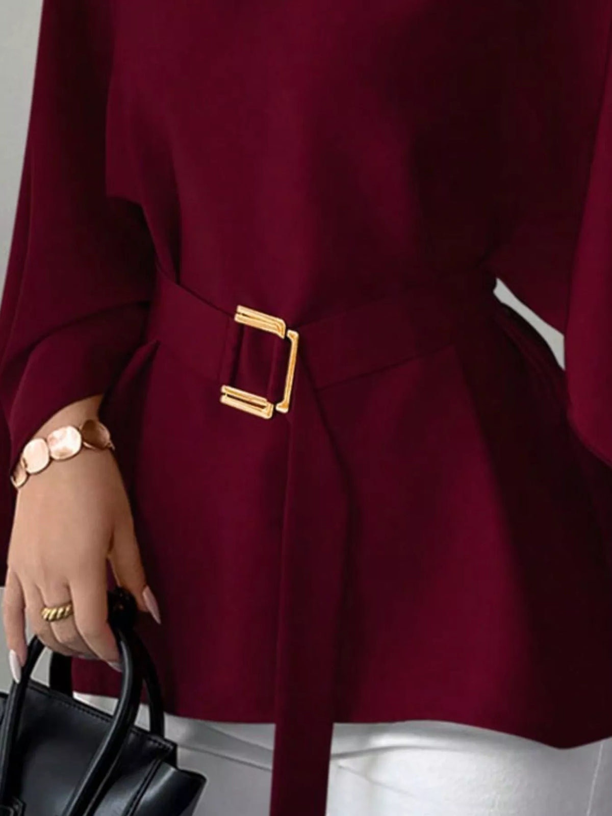 Blus med rund halsringning och fladdermusärm – bild 15
