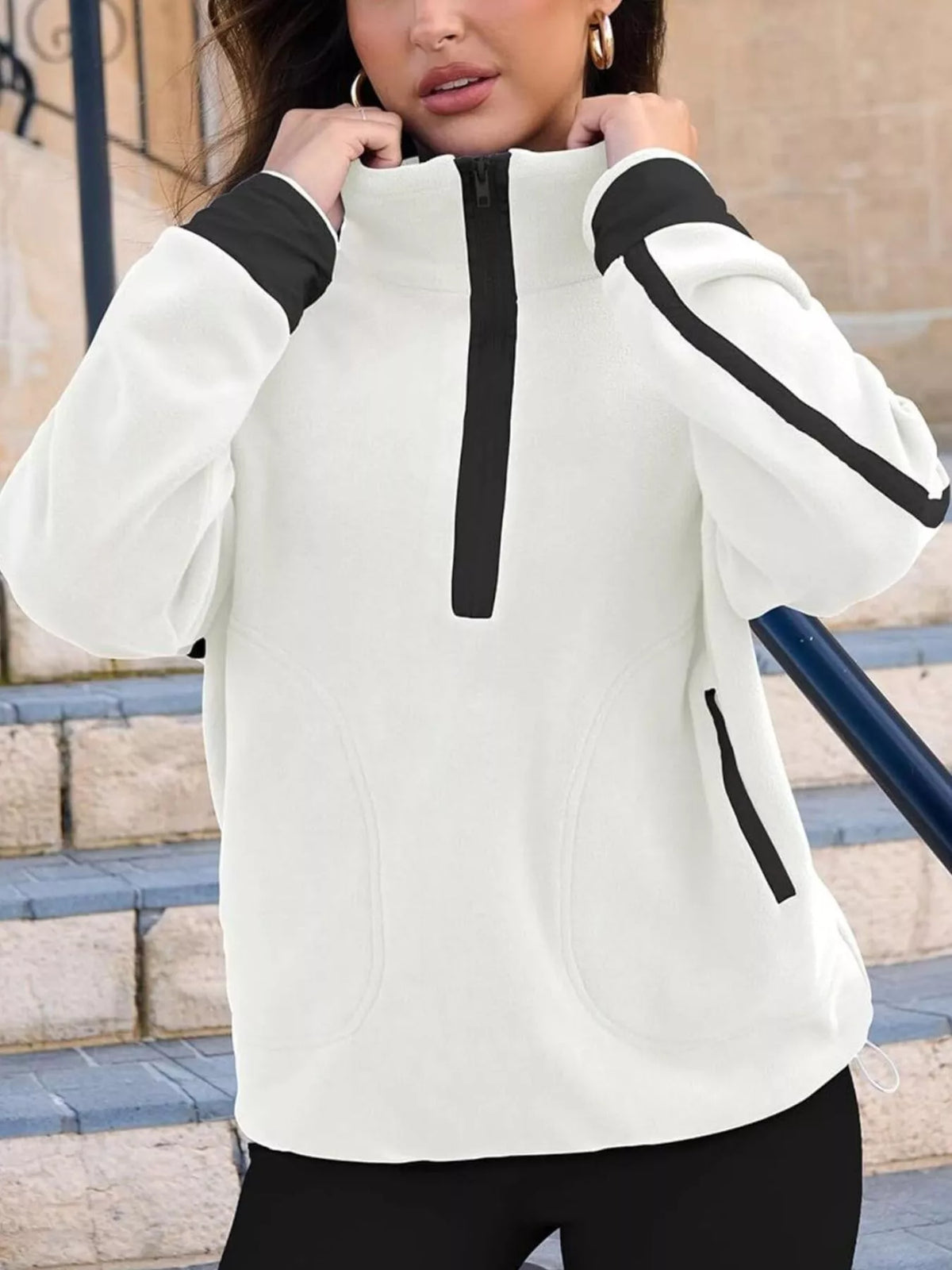 Sweatshirt med sänkt axel och halv dragkedja – bild 24