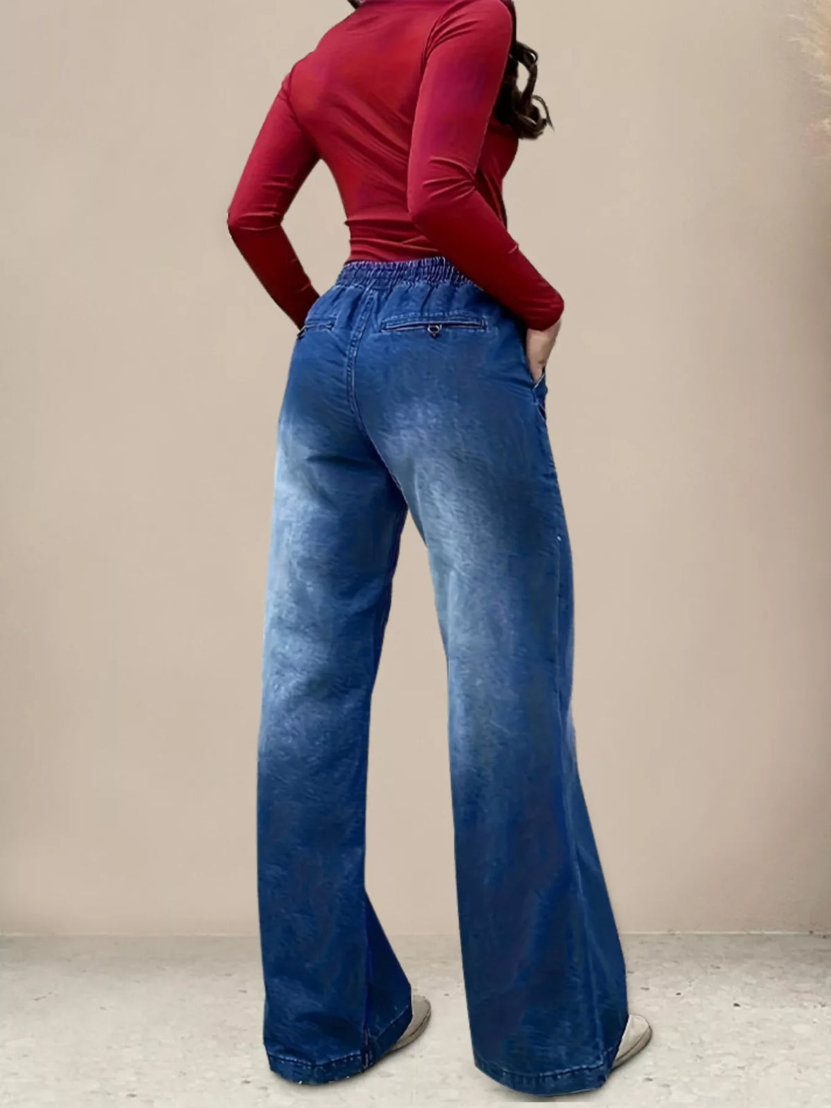 Vida jeans med dragsko och fickor – bild 4