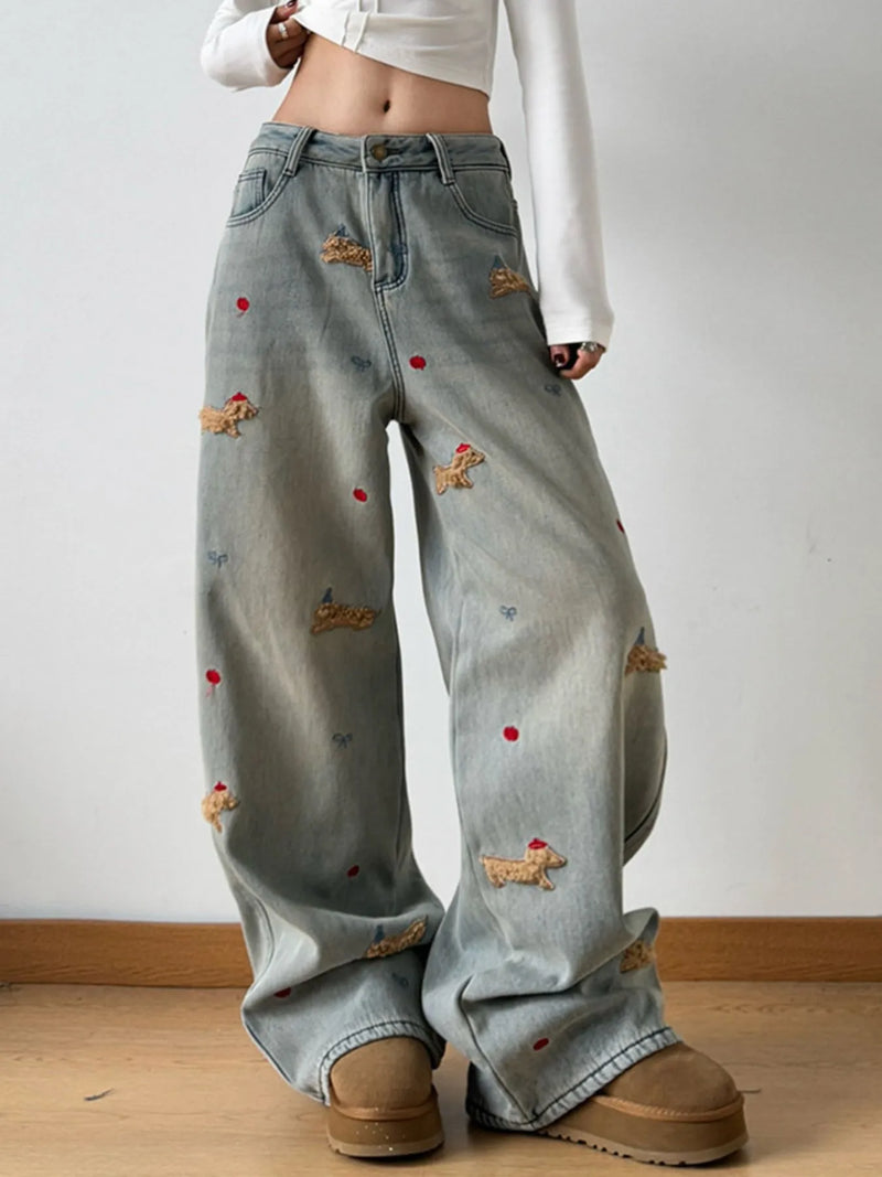 Vida broderade jeans
