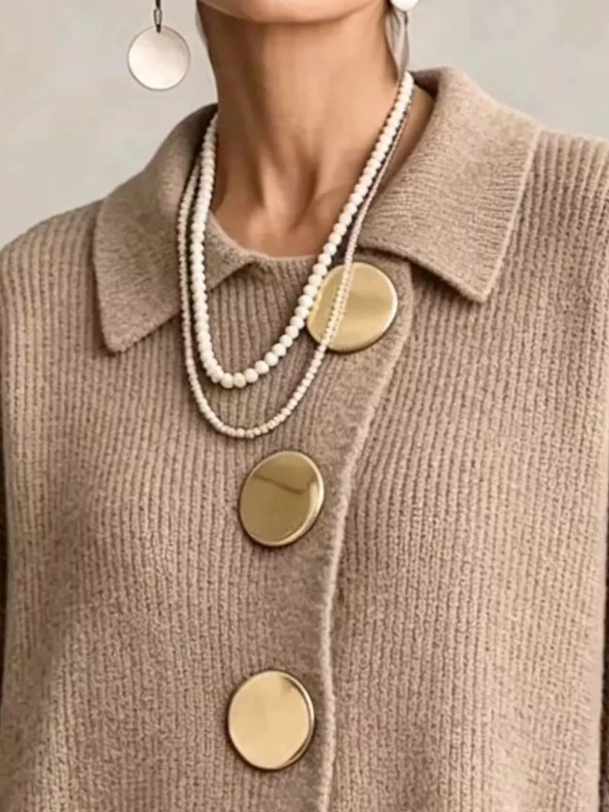 Cardigan med ballongärm och knappstängning – bild 26