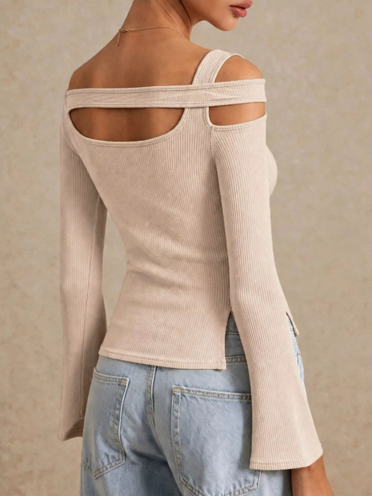 Ribbad asymmetrisk t-shirt – bild 5