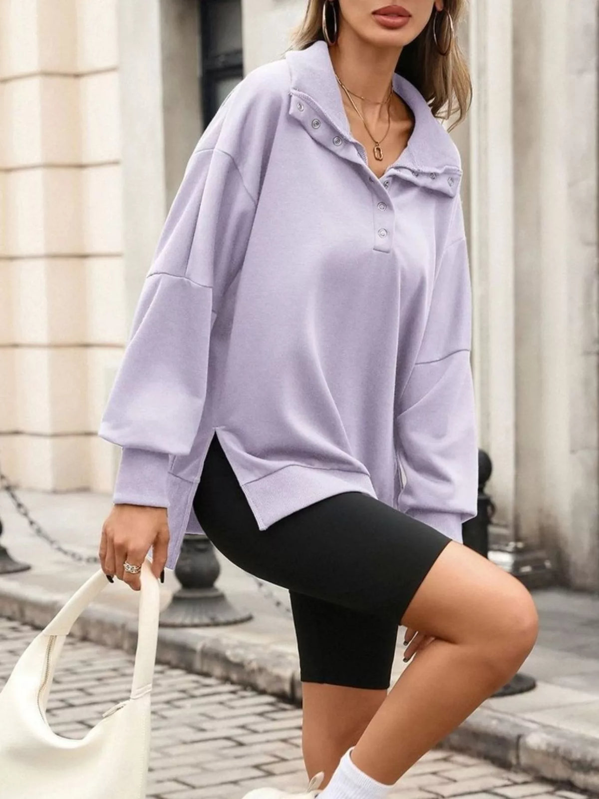 Sweatshirt med tryckknappar och knappstängning – bild 18