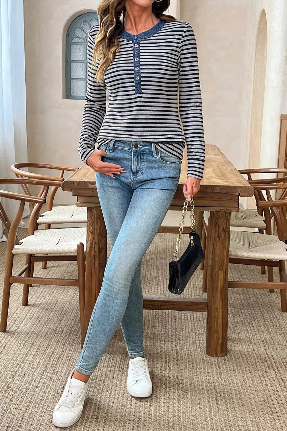 Randig topp i denim – bild 7