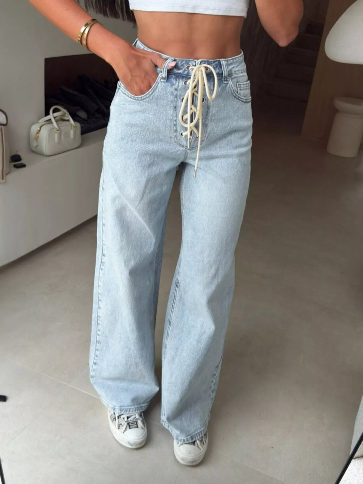 Jeans i spets med hög midja – bild 2