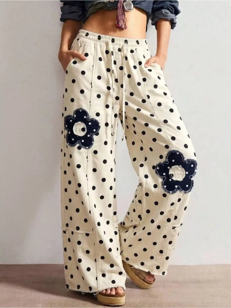 Blommiga prickiga jeans