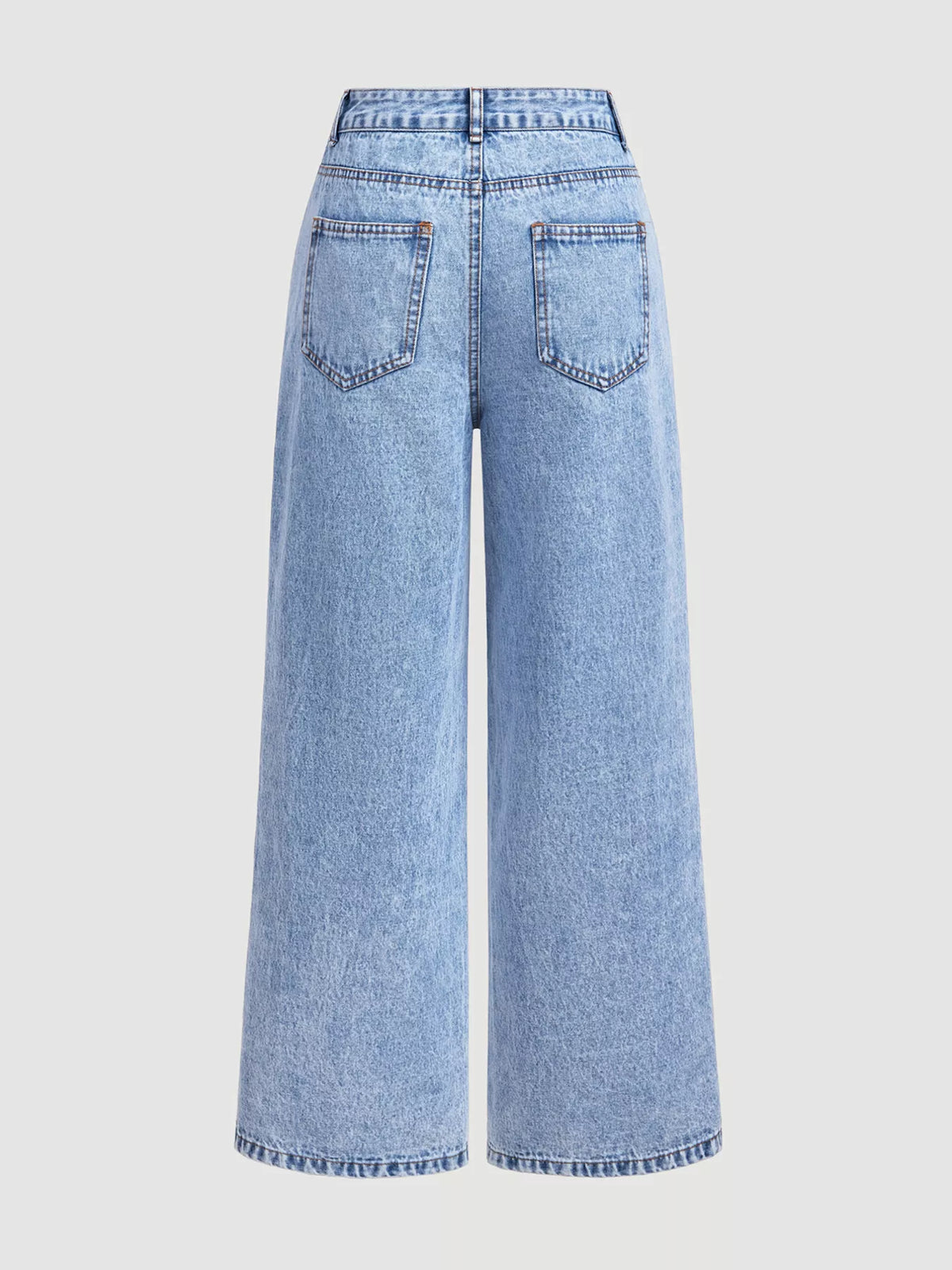 Vida broderade jeans med hög midja och knappstängning – bild 2