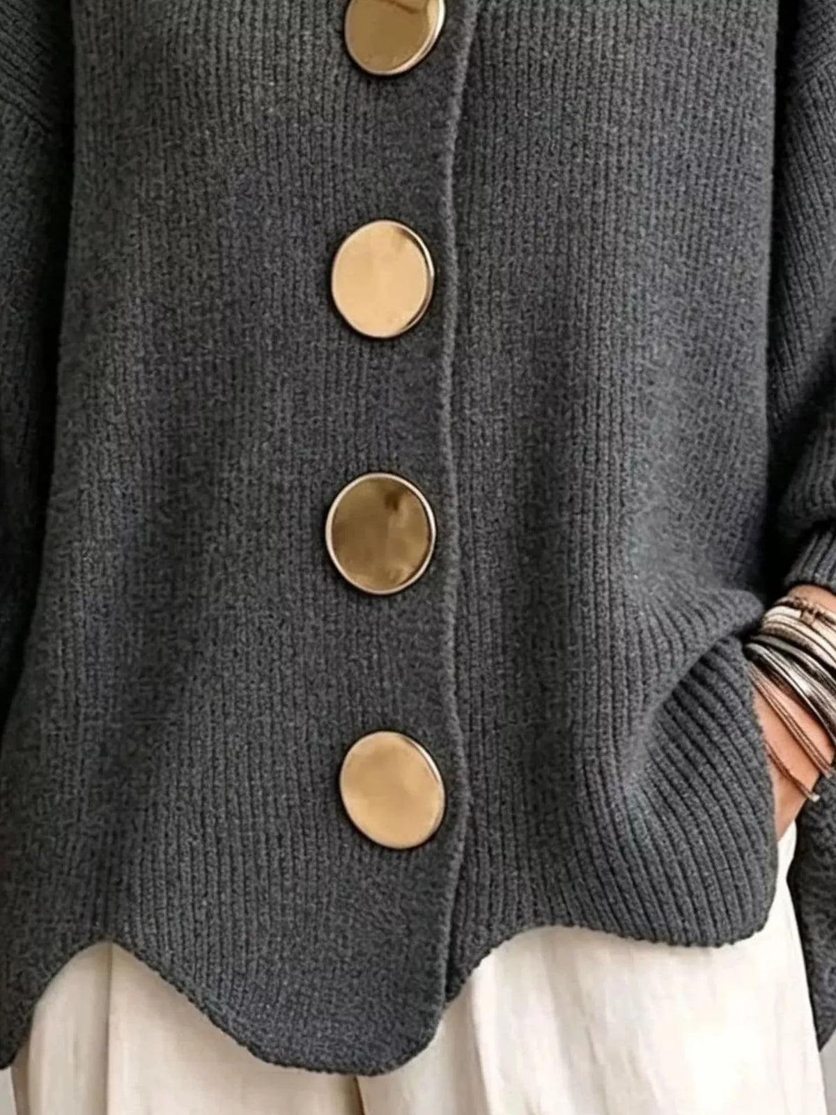 Cardigan med ballongärm och knappstängning – bild 18