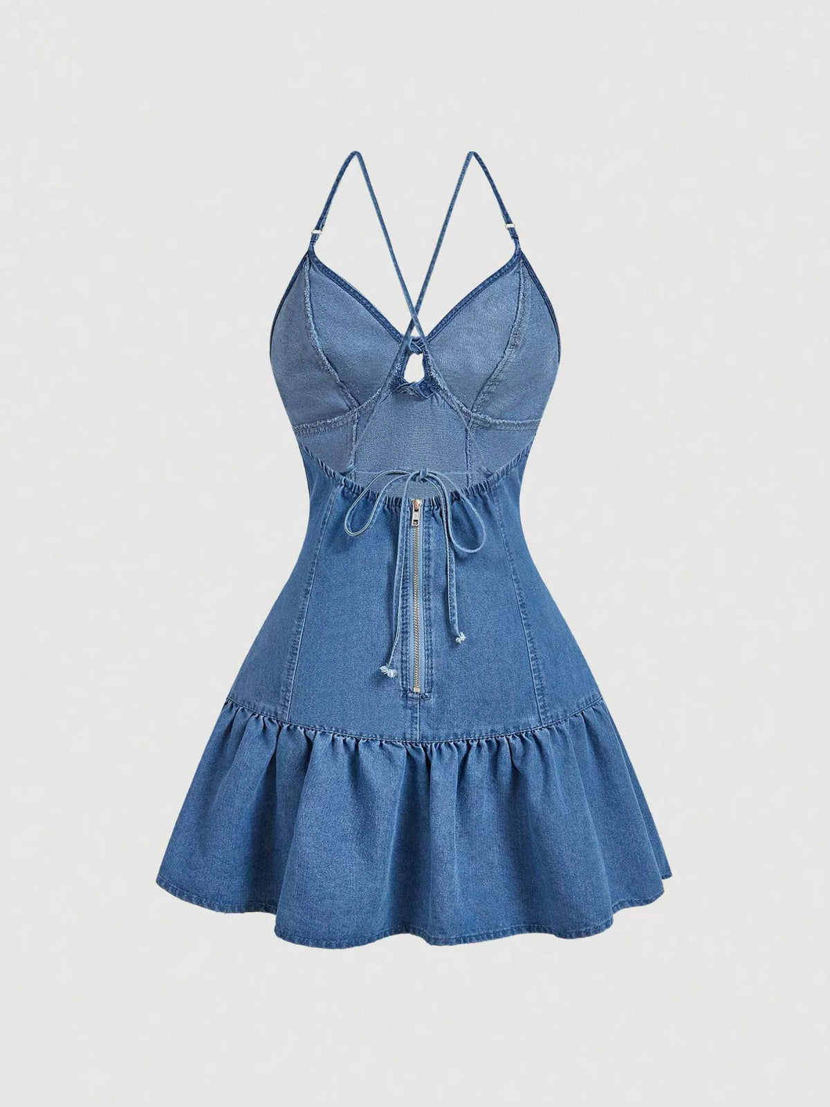 Jeansklänning i denim med dragkedja – bild 2