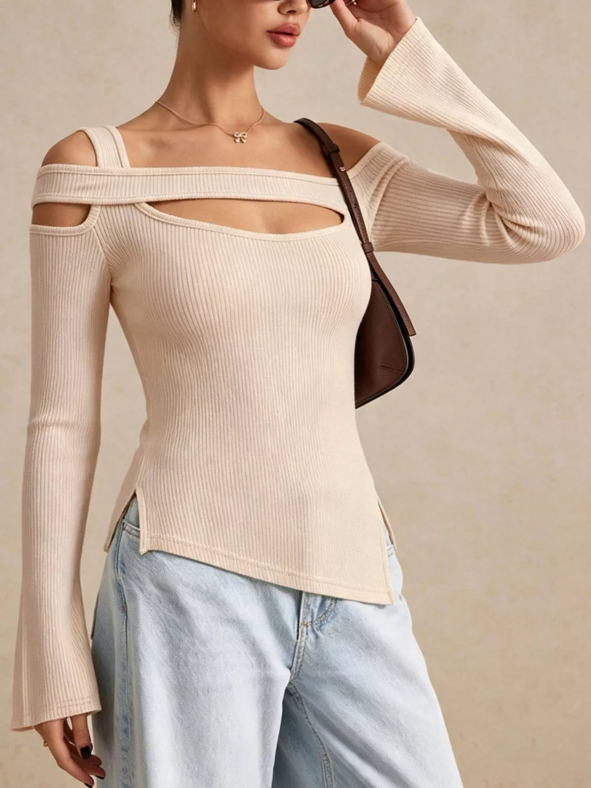 Ribbad asymmetrisk t-shirt – bild 2