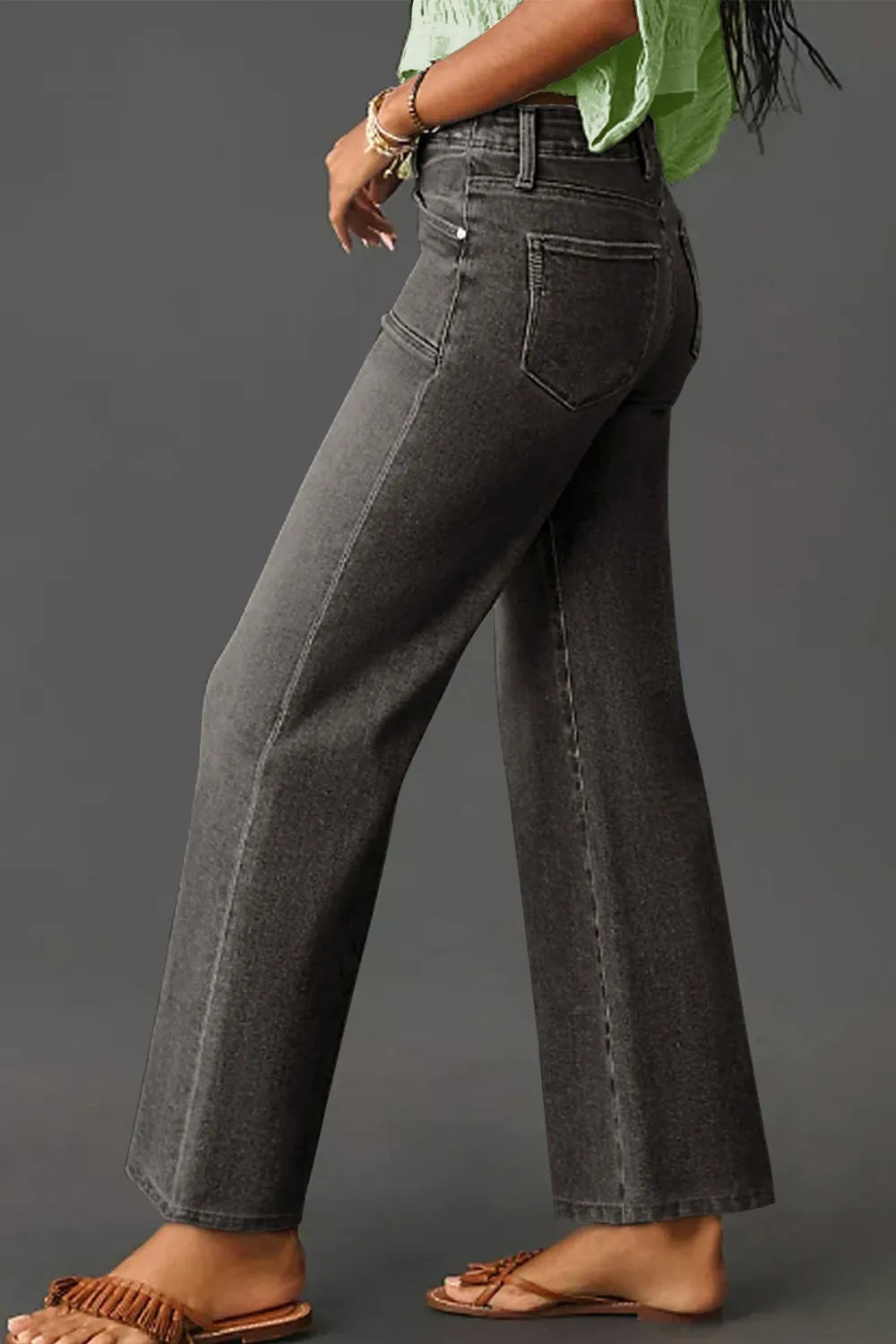 Vida jeans med hög midja och fickor – bild 3