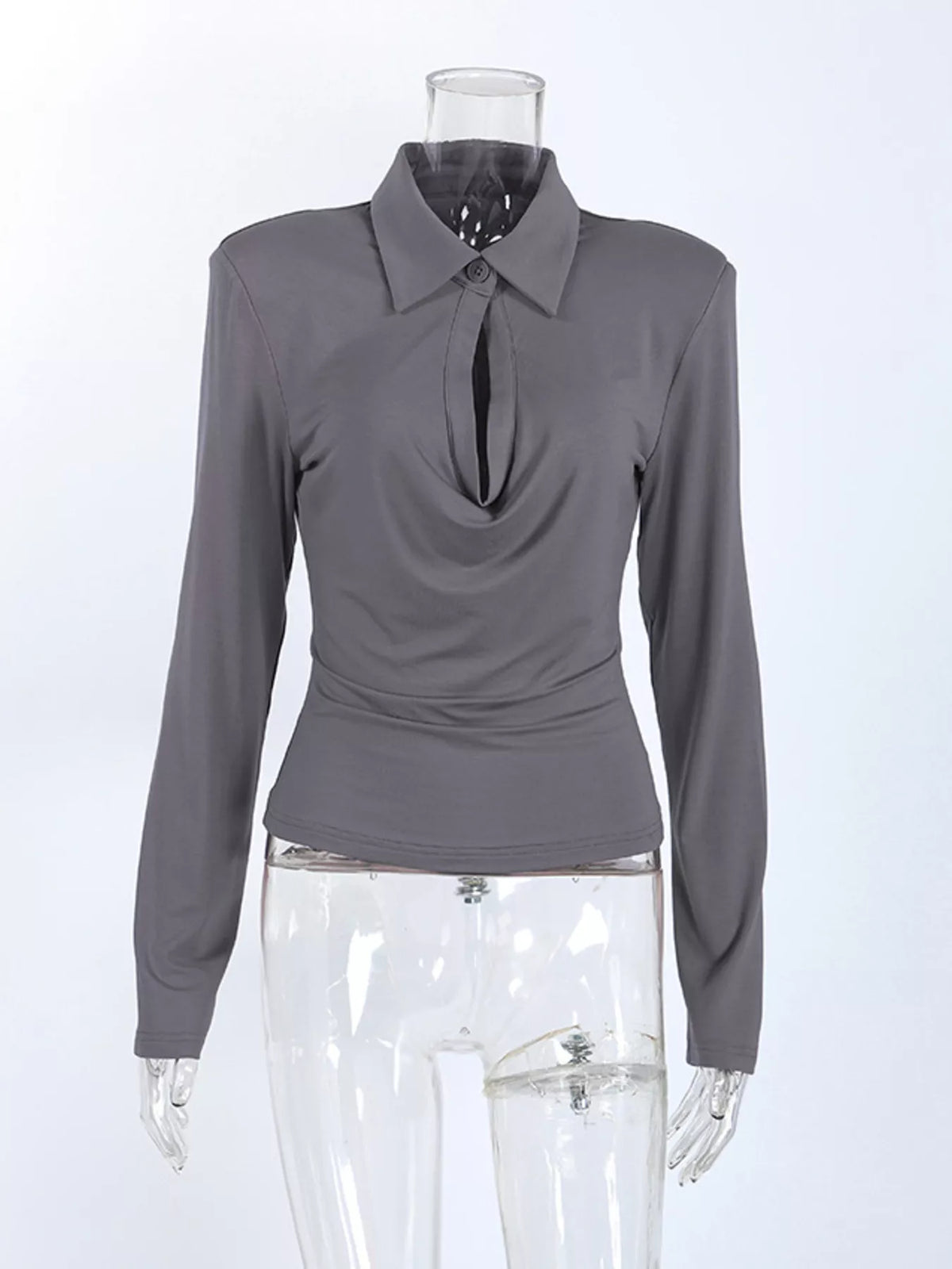 Asymmetrisk rynkad t-shirt med cut out-detalj i viskos – bild 7