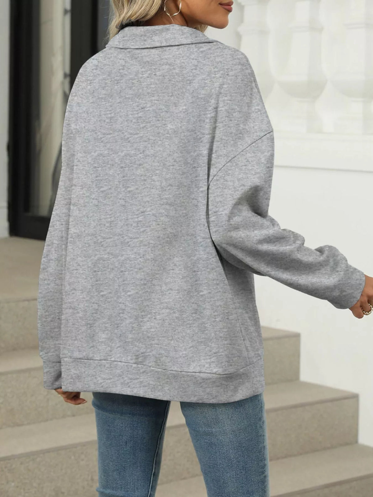 Oversize sweatshirt med johnny-krage – bild 6