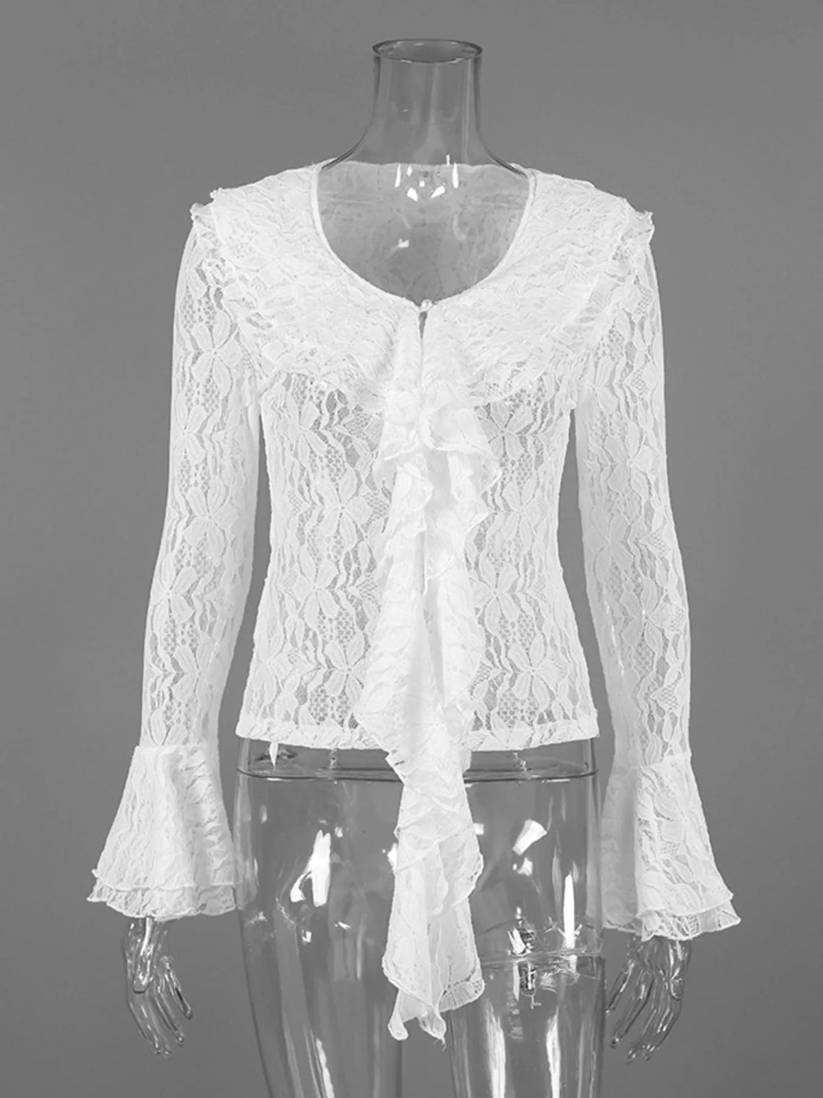 V-ringad blus i spets – bild 7