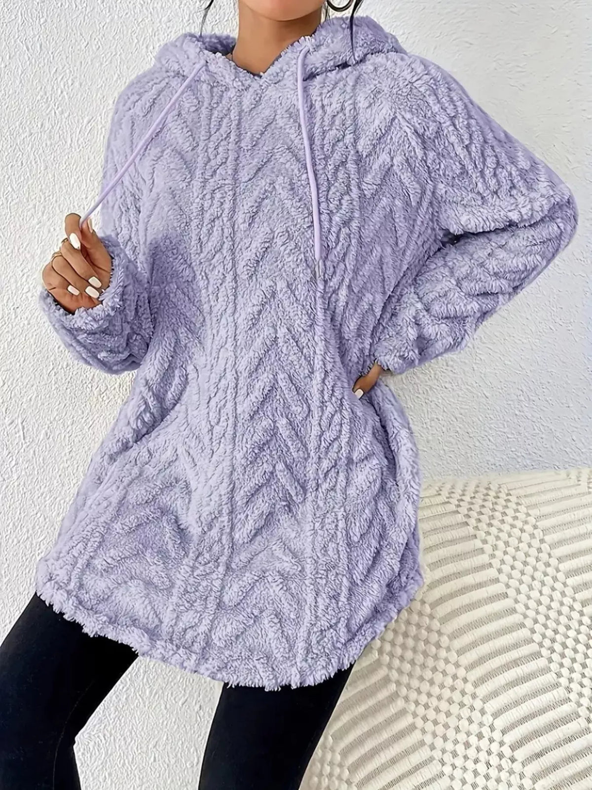 Strukturerad hoodie i fleece – bild 20